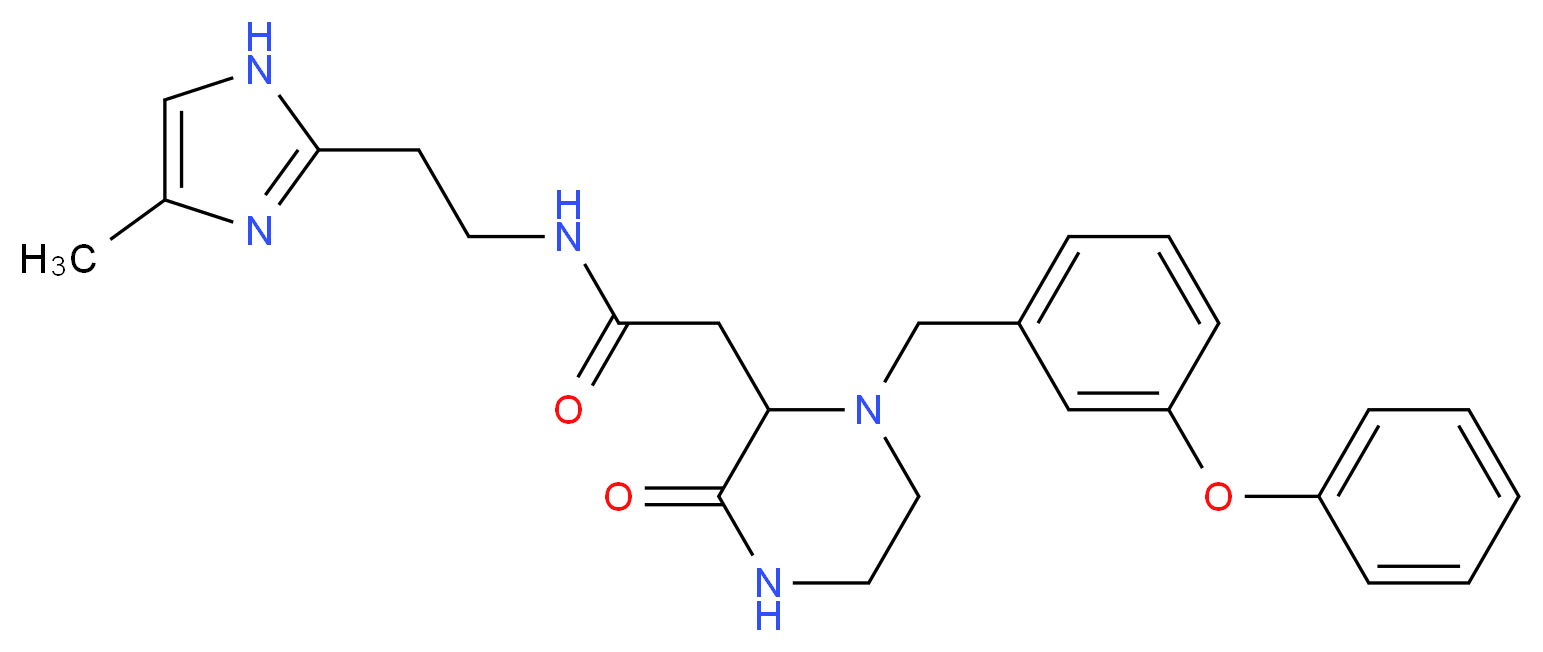 N-[2-(4-methyl-1H-imidazol-2-yl)ethyl]-2-[3-oxo-1-(3-phenoxybenzyl)-2-piperazinyl]acetamide_分子结构_CAS_)
