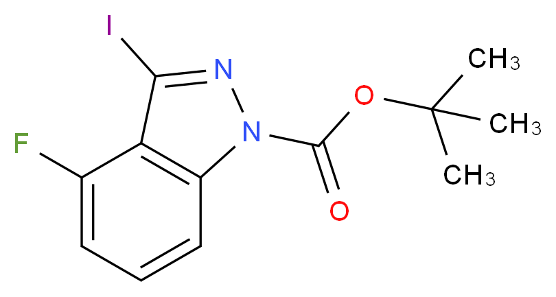 1H-INDAZOLE-1-CARBOXYLIC ACID, 4-FLUORO-3-IODO-, 1,1-DIMETHYLETHYL ESTER_分子结构_CAS_518990-29-9)