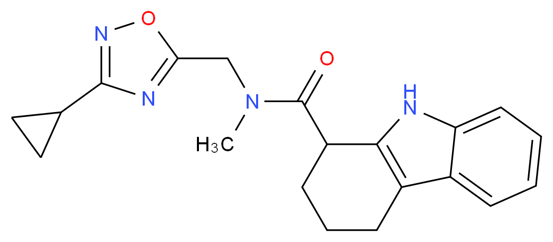 N-[(3-cyclopropyl-1,2,4-oxadiazol-5-yl)methyl]-N-methyl-2,3,4,9-tetrahydro-1H-carbazole-1-carboxamide_分子结构_CAS_)
