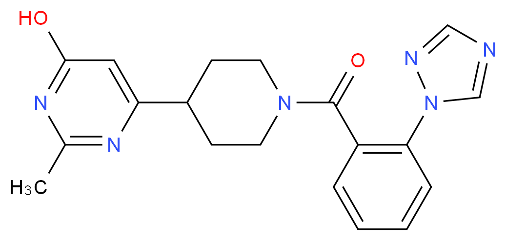 2-methyl-6-{1-[2-(1H-1,2,4-triazol-1-yl)benzoyl]-4-piperidinyl}-4-pyrimidinol_分子结构_CAS_)