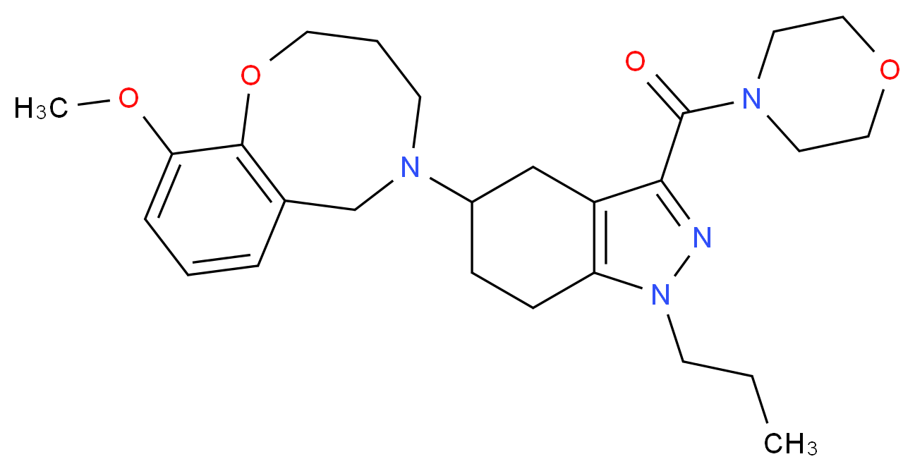 10-methoxy-5-[3-(4-morpholinylcarbonyl)-1-propyl-4,5,6,7-tetrahydro-1H-indazol-5-yl]-3,4,5,6-tetrahydro-2H-1,5-benzoxazocine_分子结构_CAS_)