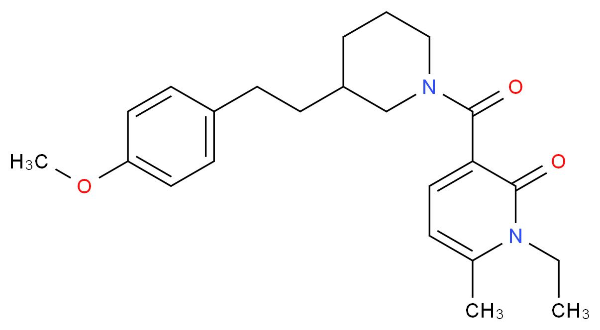 1-ethyl-3-({3-[2-(4-methoxyphenyl)ethyl]-1-piperidinyl}carbonyl)-6-methyl-2(1H)-pyridinone_分子结构_CAS_)