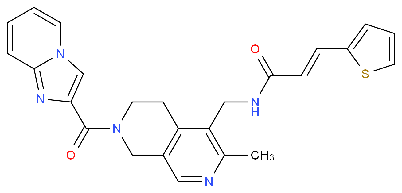 (2E)-N-{[7-(imidazo[1,2-a]pyridin-2-ylcarbonyl)-3-methyl-5,6,7,8-tetrahydro-2,7-naphthyridin-4-yl]methyl}-3-(2-thienyl)acrylamide_分子结构_CAS_)