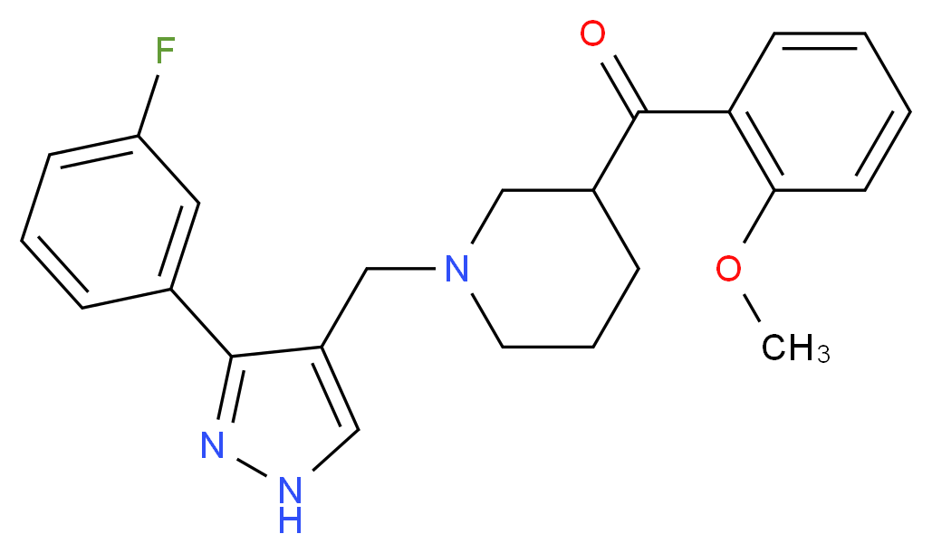 (1-{[3-(3-fluorophenyl)-1H-pyrazol-4-yl]methyl}-3-piperidinyl)(2-methoxyphenyl)methanone_分子结构_CAS_)