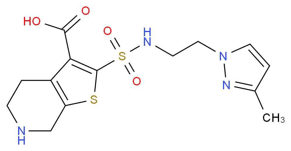 2-({[2-(3-methyl-1H-pyrazol-1-yl)ethyl]amino}sulfonyl)-4,5,6,7-tetrahydrothieno[2,3-c]pyridine-3-carboxylic acid_分子结构_CAS_)