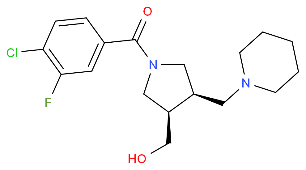 [(3R*,4R*)-1-(4-chloro-3-fluorobenzoyl)-4-(piperidin-1-ylmethyl)pyrrolidin-3-yl]methanol_分子结构_CAS_)