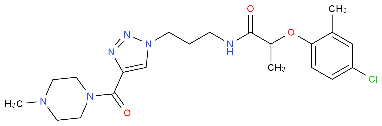 2-(4-chloro-2-methylphenoxy)-N-(3-{4-[(4-methyl-1-piperazinyl)carbonyl]-1H-1,2,3-triazol-1-yl}propyl)propanamide_分子结构_CAS_)