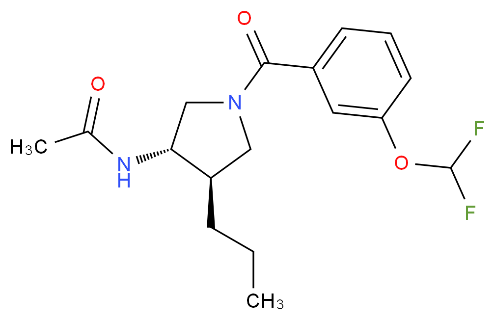 N-{(3S*,4R*)-1-[3-(difluoromethoxy)benzoyl]-4-propyl-3-pyrrolidinyl}acetamide_分子结构_CAS_)