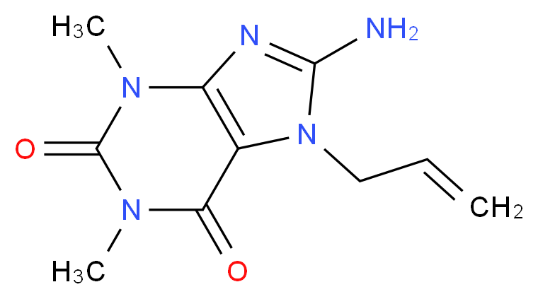 8-amino-1,3-dimethyl-7-(prop-2-en-1-yl)-2,3,6,7-tetrahydro-1H-purine-2,6-dione_分子结构_CAS_135574-30-0