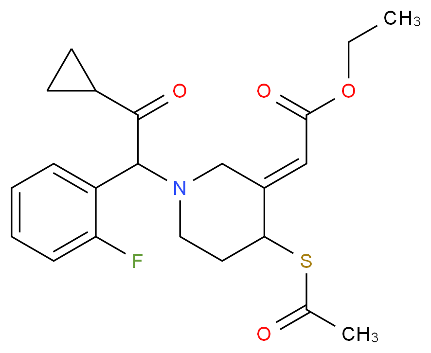 (2E)-[4-(Acetylthio)-1-[2-cyclopropyl-1-(2-fluorophenyl)-2-oxoethyl]-3-piperidinylidene]acetic Acid Ethyl Ester (Mixture of Diastereomers)DISCONTINUED_分子结构_CAS_204206-08-6)