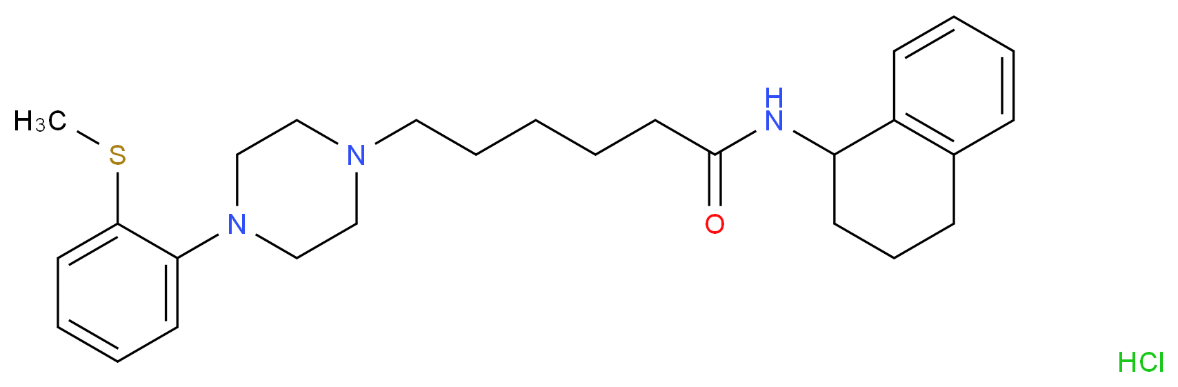 6-{4-[2-(methylsulfanyl)phenyl]piperazin-1-yl}-N-(1,2,3,4-tetrahydronaphthalen-1-yl)hexanamide hydrochloride_分子结构_CAS_824958-12-5