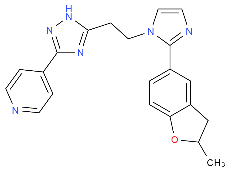 4-(5-{2-[2-(2-methyl-2,3-dihydro-1-benzofuran-5-yl)-1H-imidazol-1-yl]ethyl}-1H-1,2,4-triazol-3-yl)pyridine_分子结构_CAS_)