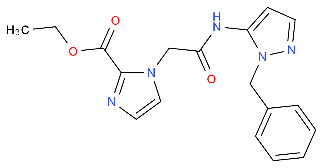 ethyl 1-{2-[(1-benzyl-1H-pyrazol-5-yl)amino]-2-oxoethyl}-1H-imidazole-2-carboxylate_分子结构_CAS_)