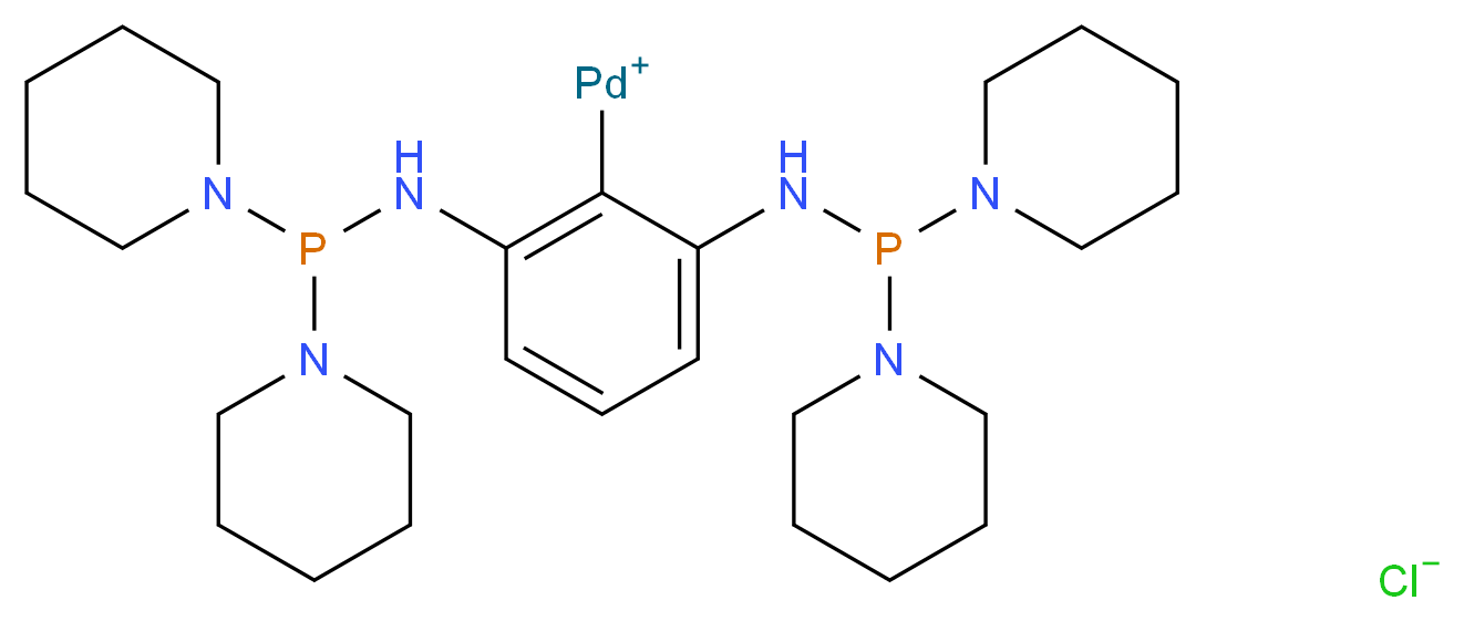 [2,6-bis({[bis(piperidin-1-yl)phosphanyl]amino})phenyl]palladiumylium chloride_分子结构_CAS_955035-37-7