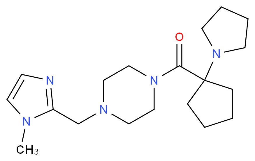 1-[(1-methyl-1H-imidazol-2-yl)methyl]-4-[(1-pyrrolidin-1-ylcyclopentyl)carbonyl]piperazine_分子结构_CAS_)