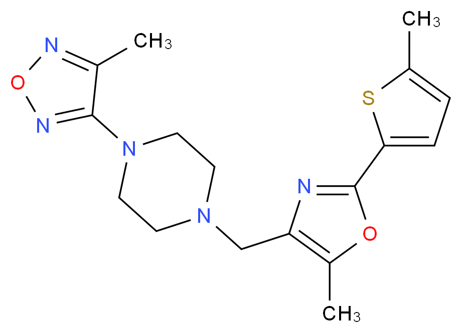 1-{[5-methyl-2-(5-methyl-2-thienyl)-1,3-oxazol-4-yl]methyl}-4-(4-methyl-1,2,5-oxadiazol-3-yl)piperazine_分子结构_CAS_)