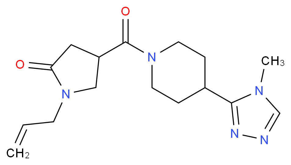 1-allyl-4-{[4-(4-methyl-4H-1,2,4-triazol-3-yl)piperidin-1-yl]carbonyl}pyrrolidin-2-one_分子结构_CAS_)