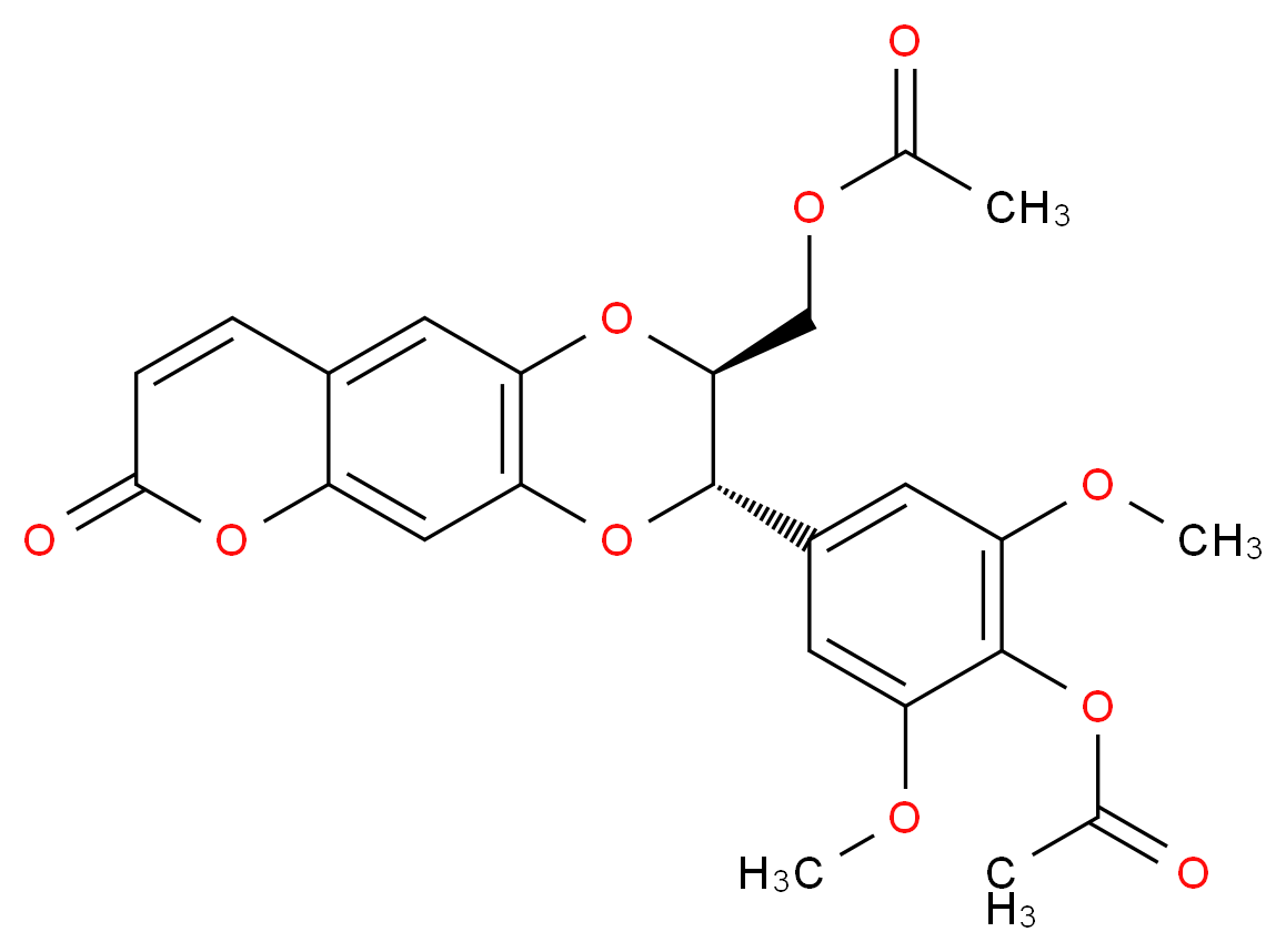 [(2S,3S)-3-[4-(acetyloxy)-3,5-dimethoxyphenyl]-7-oxo-2H,3H,7H-[1,4]dioxino[2,3-g]chromen-2-yl]methyl acetate_分子结构_CAS_121700-27-4