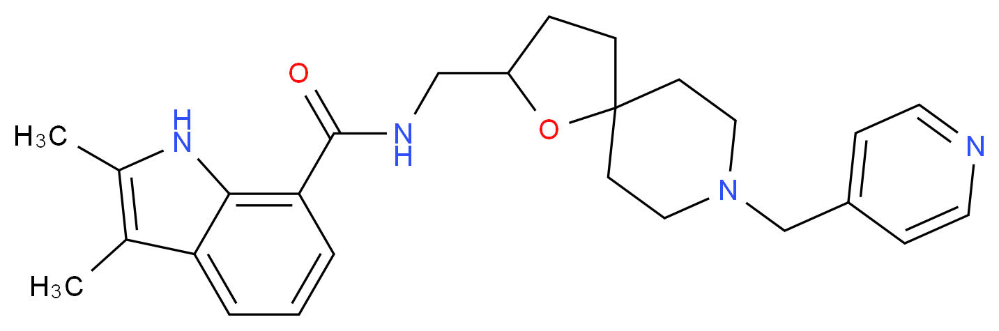 2,3-dimethyl-N-{[8-(4-pyridinylmethyl)-1-oxa-8-azaspiro[4.5]dec-2-yl]methyl}-1H-indole-7-carboxamide_分子结构_CAS_)