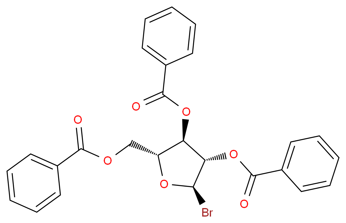 2,3,5-三-O-苯甲酰基-α-D-溴化阿拉伯呋喃糖_分子结构_CAS_4348-68-9)