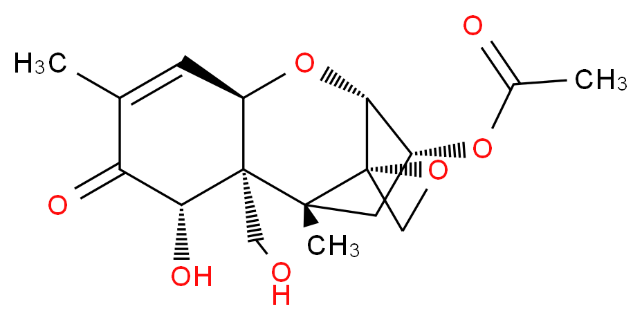 (1'R,2S,2'R,3'S,7'R,9'R,10'R)-3'-hydroxy-2'-(hydroxymethyl)-1',5'-dimethyl-4'-oxo-8'-oxaspiro[oxirane-2,12'-tricyclo[7.2.1.0<sup>2</sup>,<sup>7</sup>]dodecan]-5'-en-10'-yl acetate_分子结构_CAS_50722-38-8