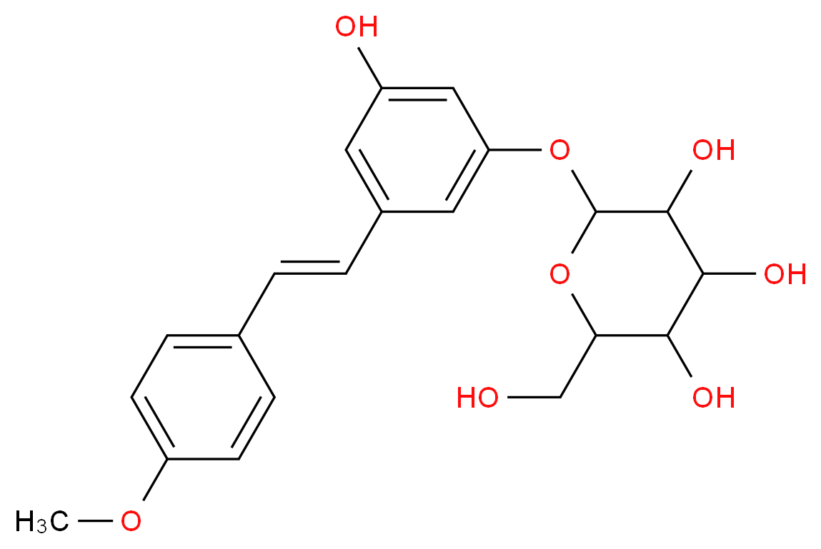 2-{3-hydroxy-5-[(E)-2-(4-methoxyphenyl)ethenyl]phenoxy}-6-(hydroxymethyl)oxane-3,4,5-triol_分子结构_CAS_30197-14-9