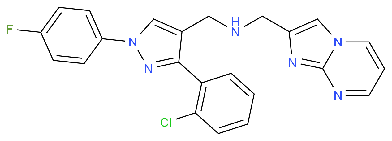 1-[3-(2-chlorophenyl)-1-(4-fluorophenyl)-1H-pyrazol-4-yl]-N-(imidazo[1,2-a]pyrimidin-2-ylmethyl)methanamine_分子结构_CAS_)