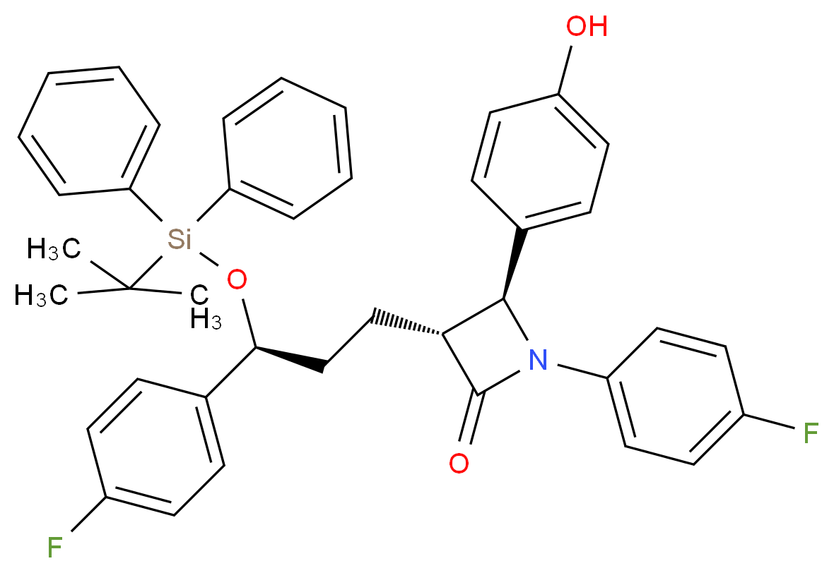 (3R,4S)-3-[(3S)-3-[(tert-butyldiphenylsilyl)oxy]-3-(4-fluorophenyl)propyl]-1-(4-fluorophenyl)-4-(4-hydroxyphenyl)azetidin-2-one_分子结构_CAS_1217748-67-8