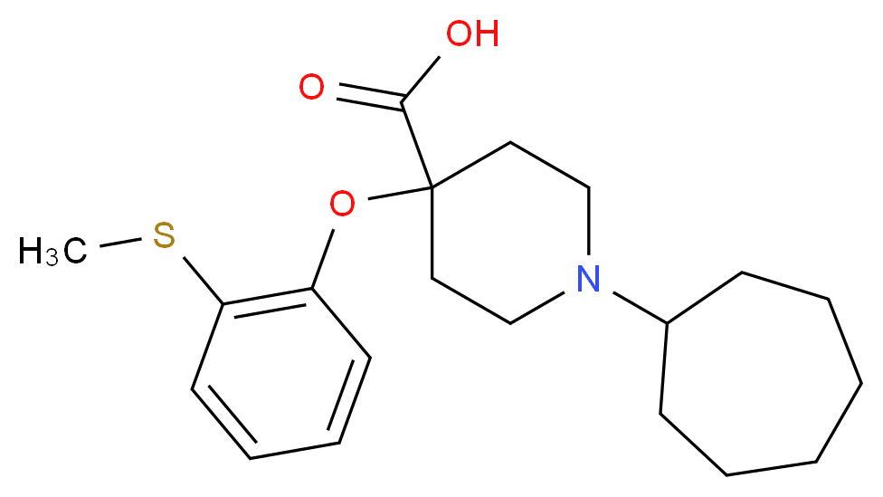 1-cycloheptyl-4-[2-(methylthio)phenoxy]piperidine-4-carboxylic acid_分子结构_CAS_)