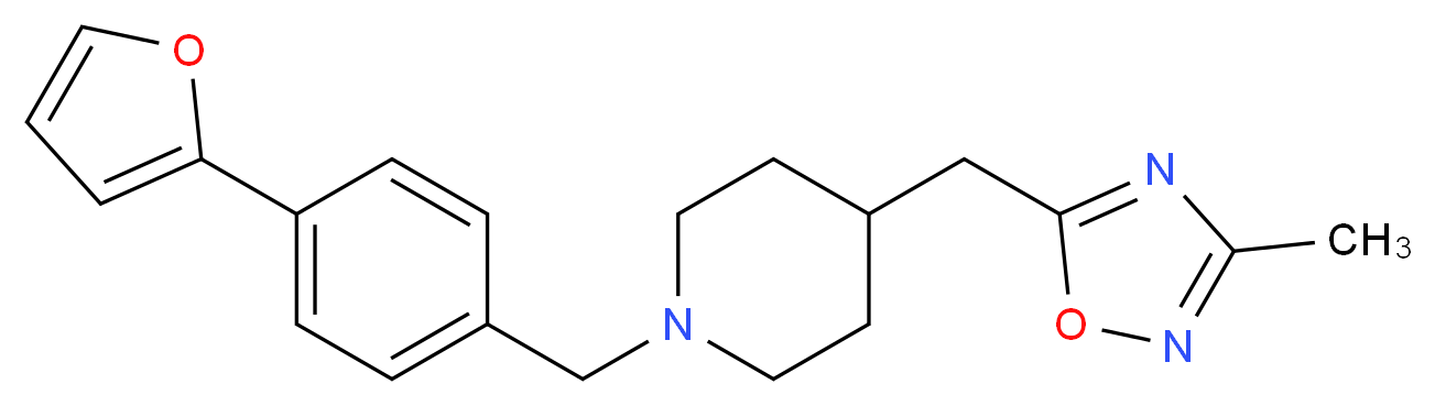 1-[4-(2-furyl)benzyl]-4-[(3-methyl-1,2,4-oxadiazol-5-yl)methyl]piperidine_分子结构_CAS_)