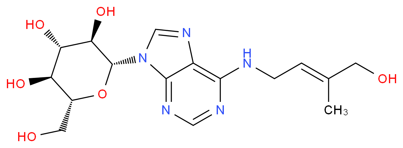 (2R,3R,4S,5S,6R)-2-(6-{[(2E)-4-hydroxy-3-methylbut-2-en-1-yl]amino}-9H-purin-9-yl)-6-(hydroxymethyl)oxane-3,4,5-triol_分子结构_CAS_51255-96-0