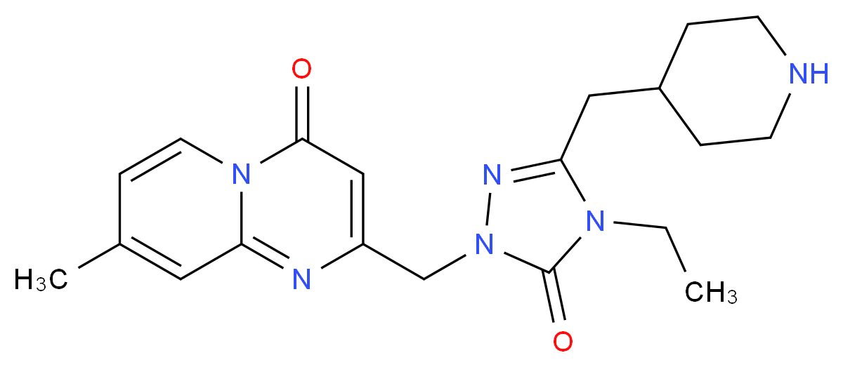 2-{[4-ethyl-5-oxo-3-(4-piperidinylmethyl)-4,5-dihydro-1H-1,2,4-triazol-1-yl]methyl}-8-methyl-4H-pyrido[1,2-a]pyrimidin-4-one_分子结构_CAS_)