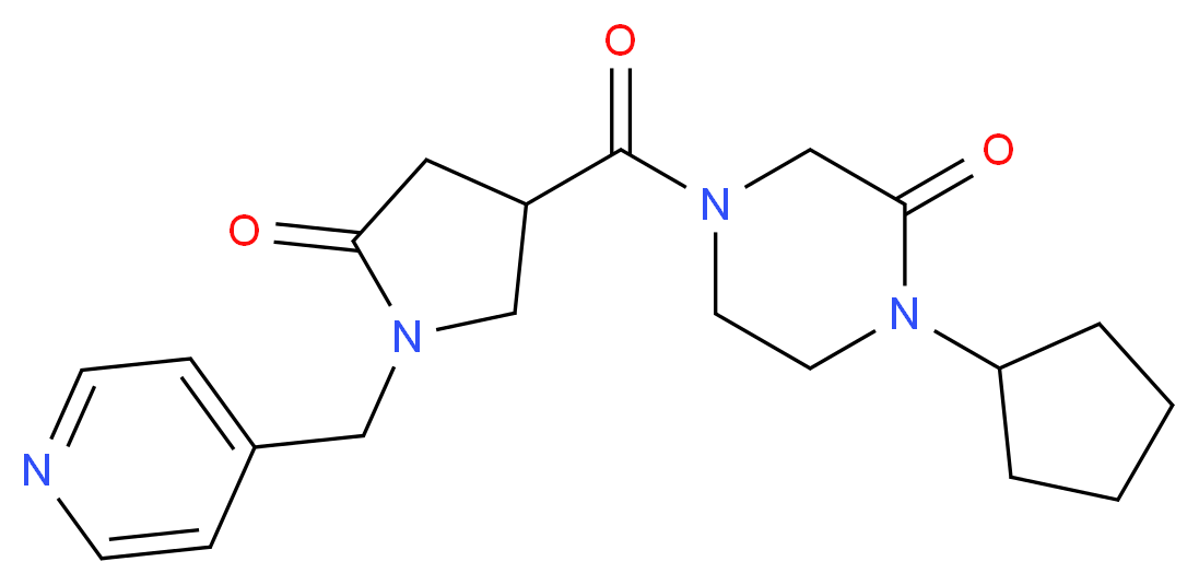1-cyclopentyl-4-{[5-oxo-1-(4-pyridinylmethyl)-3-pyrrolidinyl]carbonyl}-2-piperazinone_分子结构_CAS_)