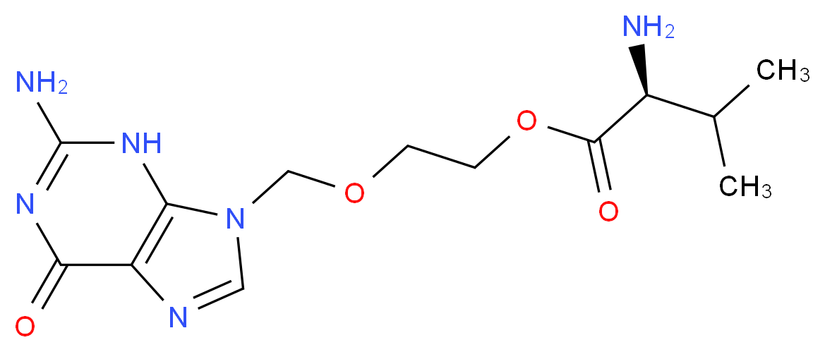 2-[(2-amino-6-oxo-6,9-dihydro-3H-purin-9-yl)methoxy]ethyl (2S)-2-amino-3-methylbutanoate_分子结构_CAS_124832-27-5