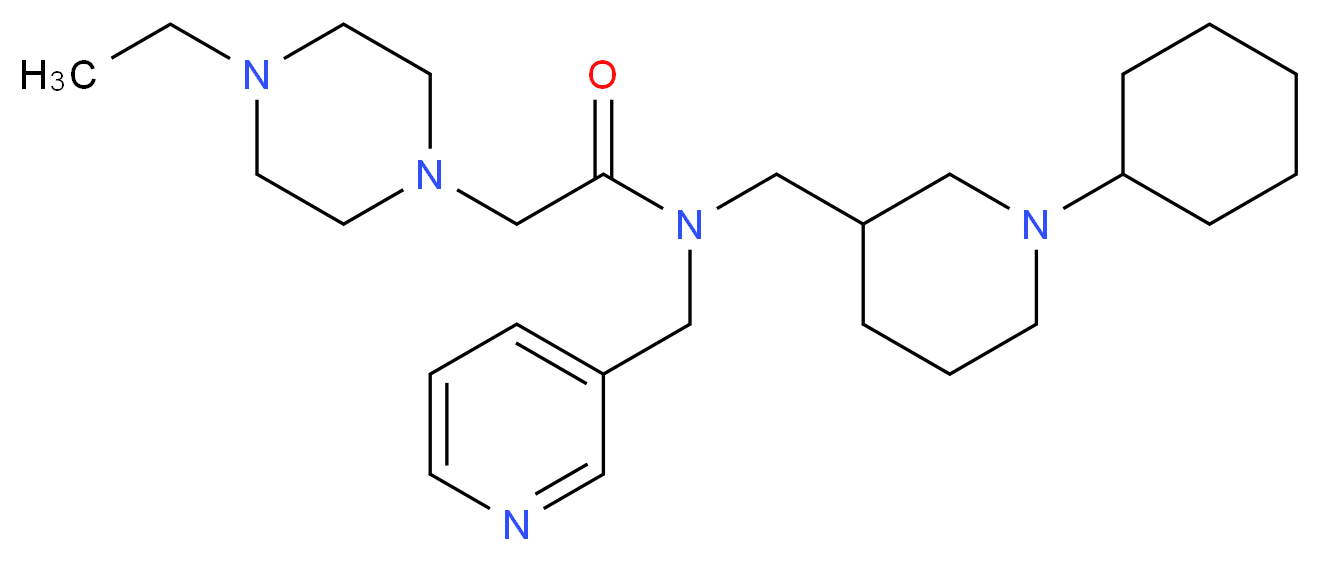 N-[(1-cyclohexyl-3-piperidinyl)methyl]-2-(4-ethyl-1-piperazinyl)-N-(3-pyridinylmethyl)acetamide_分子结构_CAS_)