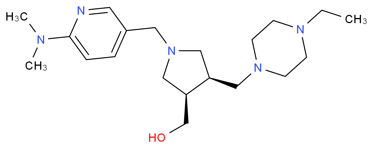 {(3R*,4S*)-1-{[6-(dimethylamino)pyridin-3-yl]methyl}-4-[(4-ethylpiperazin-1-yl)methyl]pyrrolidin-3-yl}methanol_分子结构_CAS_)