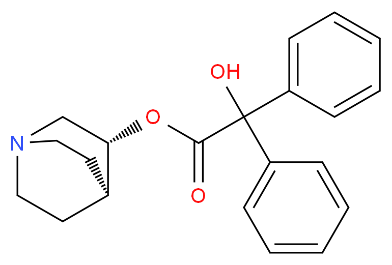 (R)-(-)-3-奎宁环基二苯乙醇酸酯_分子结构_CAS_62869-69-6)