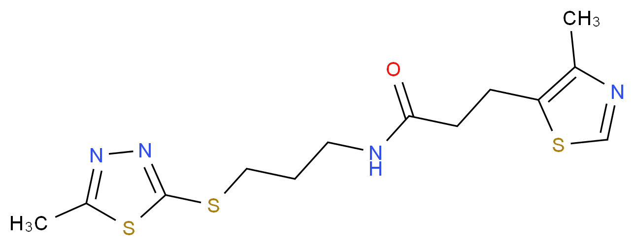 N-{3-[(5-methyl-1,3,4-thiadiazol-2-yl)thio]propyl}-3-(4-methyl-1,3-thiazol-5-yl)propanamide_分子结构_CAS_)