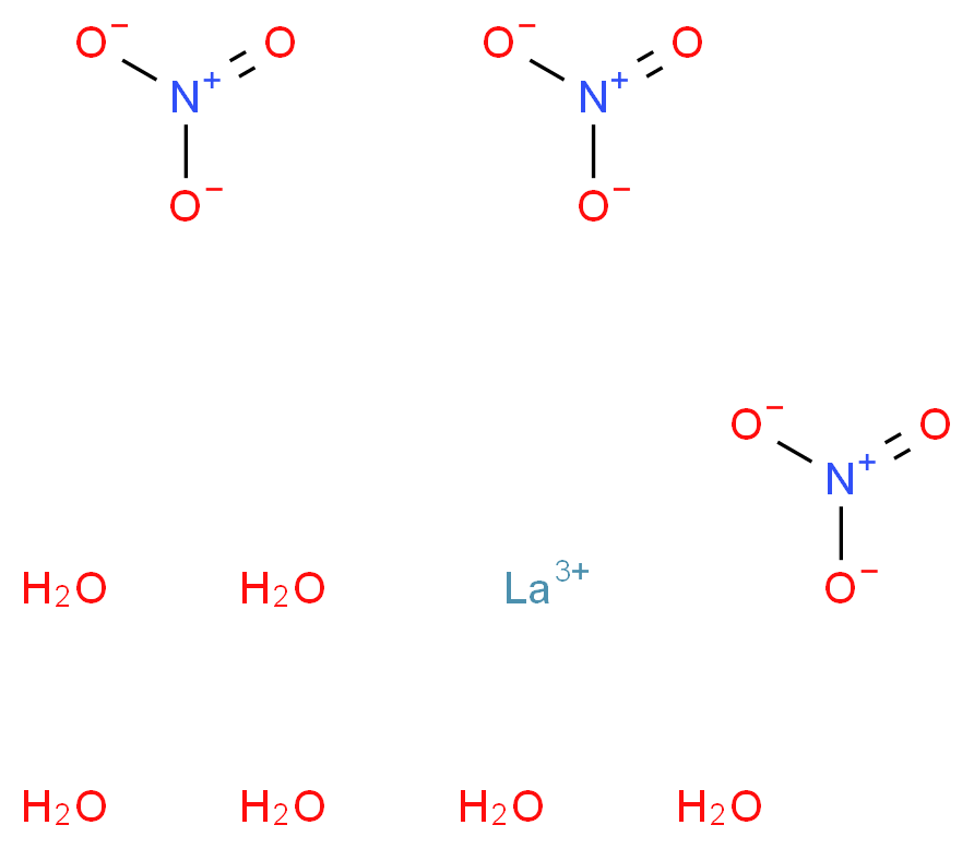 lanthanum(3+) ion tris(nitrooxidane) hexahydrate_分子结构_CAS_10277-43-7