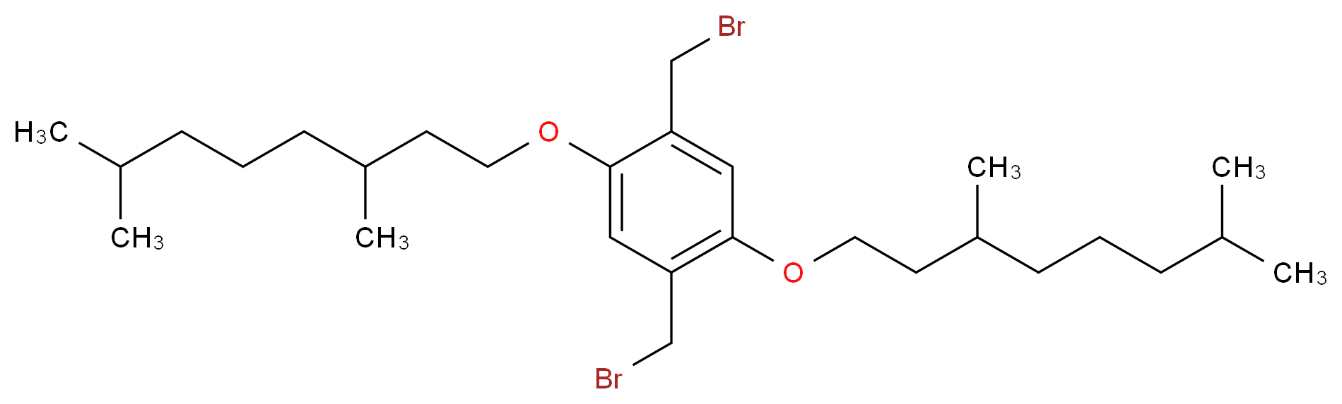 1,4-bis(bromomethyl)-2,5-bis[(3,7-dimethyloctyl)oxy]benzene_分子结构_CAS_129236-96-0