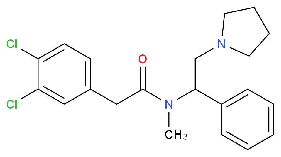 2-(3,4-dichlorophenyl)-N-methyl-N-[1-phenyl-2-(pyrrolidin-1-yl)ethyl]acetamide_分子结构_CAS_115199-84-3