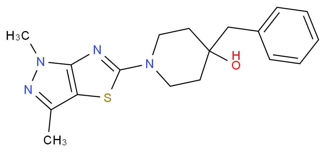 4-benzyl-1-(1,3-dimethyl-1H-pyrazolo[3,4-d][1,3]thiazol-5-yl)piperidin-4-ol_分子结构_CAS_)