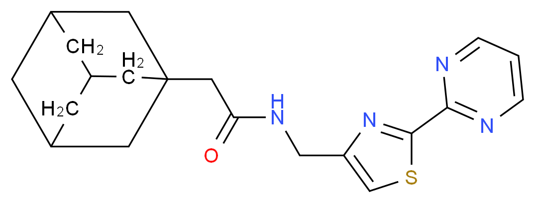 2-(1-adamantyl)-N-{[2-(2-pyrimidinyl)-1,3-thiazol-4-yl]methyl}acetamide_分子结构_CAS_)