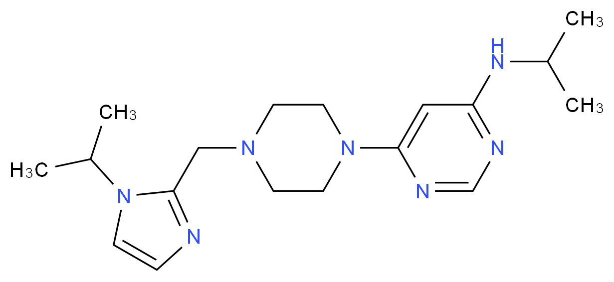 N-isopropyl-6-{4-[(1-isopropyl-1H-imidazol-2-yl)methyl]piperazin-1-yl}pyrimidin-4-amine_分子结构_CAS_)