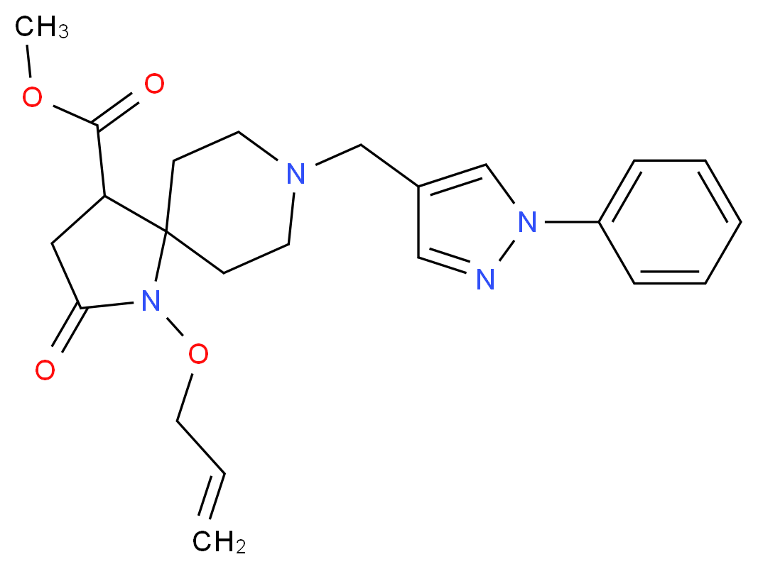 methyl 1-(allyloxy)-2-oxo-8-[(1-phenyl-1H-pyrazol-4-yl)methyl]-1,8-diazaspiro[4.5]decane-4-carboxylate_分子结构_CAS_)