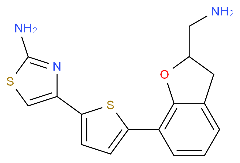 4-{5-[2-(aminomethyl)-2,3-dihydro-1-benzofuran-7-yl]-2-thienyl}-1,3-thiazol-2-amine_分子结构_CAS_)