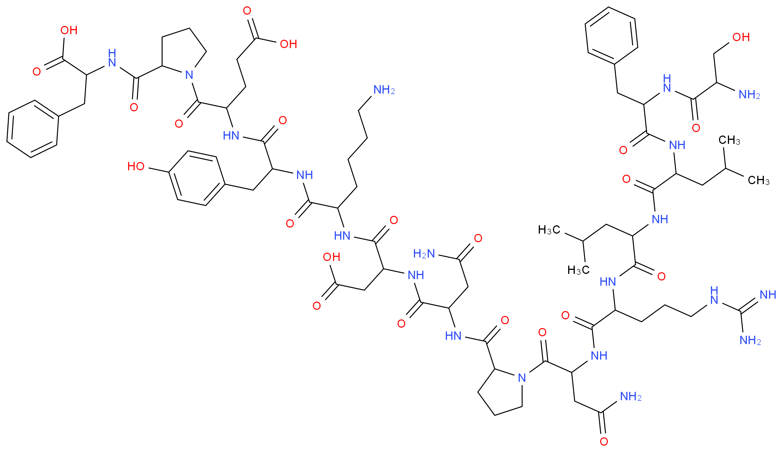 4-{2-[6-amino-2-(2-{2-[(1-{2-[2-(2-{2-[2-(2-amino-3-hydroxypropanamido)-3-phenylpropanamido]-4-methylpentanamido}-4-methylpentanamido)-5-carbamimidamidopentanamido]-3-carbamoylpropanoyl}pyrrolidin-2-yl)formamido]-3-carbamoylpropanamido}-3-carboxypropanamido)hexanamido]-3-(4-hydroxyphenyl)propanamido}-5-{2-[(1-carboxy-2-phenylethyl)carbamoyl]pyrrolidin-1-yl}-5-oxopentanoic acid_分子结构_CAS_137339-65-2