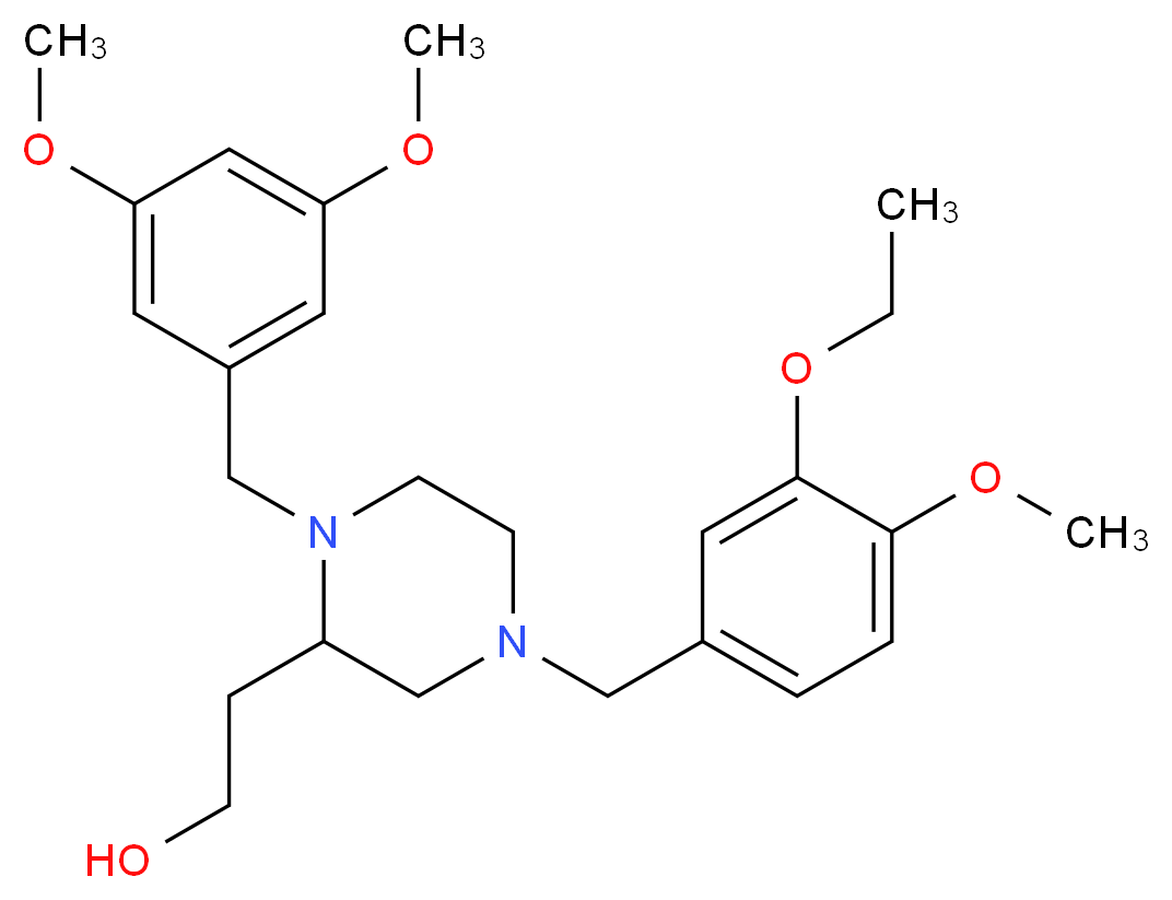 2-[1-(3,5-dimethoxybenzyl)-4-(3-ethoxy-4-methoxybenzyl)-2-piperazinyl]ethanol_分子结构_CAS_)