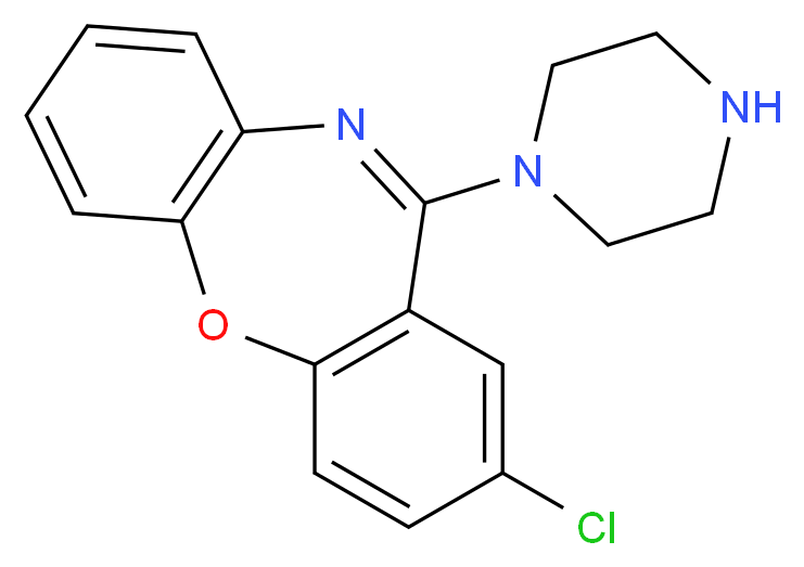 13-chloro-10-(piperazin-1-yl)-2-oxa-9-azatricyclo[9.4.0.0^{3,8}]pentadeca-1(11),3(8),4,6,9,12,14-heptaene_分子结构_CAS_14028-44-5