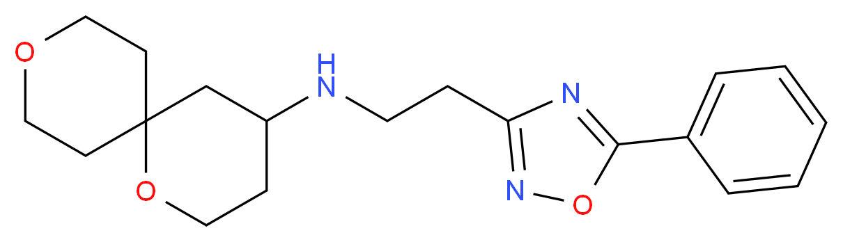 1,9-dioxaspiro[5.5]undec-4-yl[2-(5-phenyl-1,2,4-oxadiazol-3-yl)ethyl]amine_分子结构_CAS_)